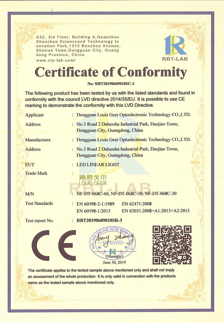 CE LVD certificate for NF-DT-068C series